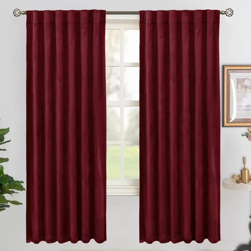 Vista 27 de BGment Cortinas de terciopelo rosa polvoriento, 2 paneles de 84 pulgadas, 2 paneles para sala de estar, aislamiento térmico de lujo, reducen