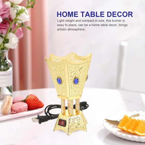 Vista 3 de FOMIYES Quemador de incienso eléctrico, estilo Oriente Medio, incensario portátil para oficina y decoración del hogar, ideal para yoga, spa