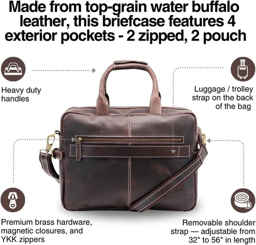 Vista 3 de Buffalo Leather Pilot Bag