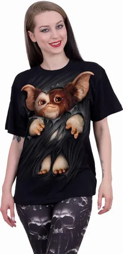 Vista 3 de WB Studio - Gremlins - Gizmo - Camiseta con estampado frontal Negro