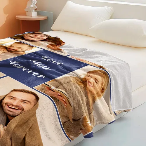 Vista 9 de Manta personalizada con texto de fotos, mantas personalizadas con imágenes, aniversario, cumpleaños, día de San Valentín, regalos de fotos