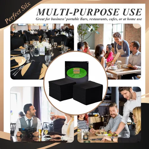 Vista 6 de Servilletas perfectas de 2 capas. 100ct servilletas de papel para cóctel. Dos capas., Negro, 100