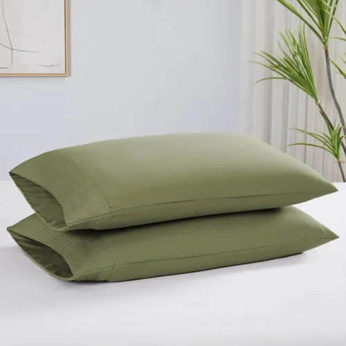 Vista 47 de Southshore Fine Linens® - Vilano® Springs - Par de fundas de almohada plisadas, color negro, estándar (Queen)