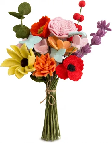 Vista 7 de Glaciart One Ramo de flores artificiales de narciso de fieltro, 5 piezas, reutilizables, lavables y listas para aceite esencial, flores artificiales