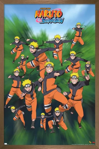 Vista 15 de Trends International Naruto Shippuden - Póster de pared de poses, 14.725 x 22.375 pulgadas, versión enmarcada de madera de granero