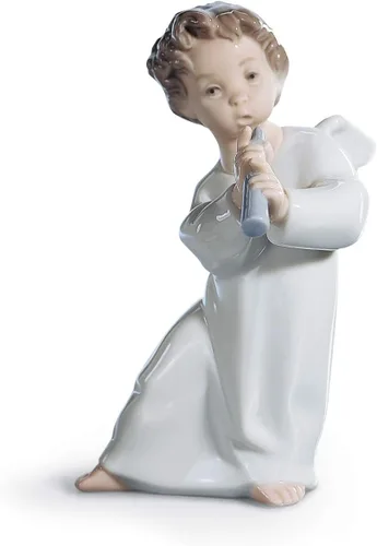 Vista 3 de LLADRÓ Figura de ángel soñando. Figura de ángel de porcelana.