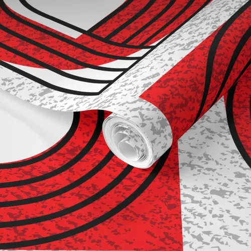 Vista 2 de Spoonflower Bauhaus Red White Pre-Pasted Removable Wallpaper Sample 12" x 24" Abstract Geometric Black Circles Graphic Water-activated, simple