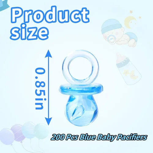 Vista 2 de 200 piezas de 2.18 cm de chupete de bebé para baby shower, chupete de plástico para baby shower, decoración de fiesta de baby shower, fiesta