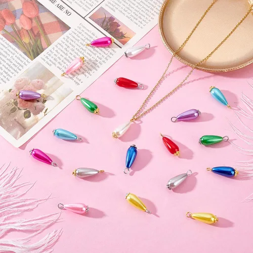 Vista 3 de Colgantes de perlas colgantes de perlas colgantes de perlas de plástico ABS colgantes de perlas de imitación para hacer collares, accesorios