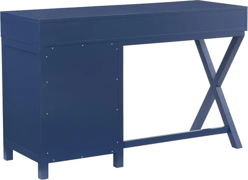 Vista 26 de Linon Sadie - Escritorio de almacenamiento lateral clásico moderno azul marino