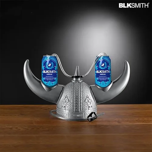 Vista 6 de BLKSMITH Casco para beber, sombrero vikingo con pajitas con capacidad para 2 latas, ajustable para adaptarse a cabezas de 16 a 24 pulgadas, regalos