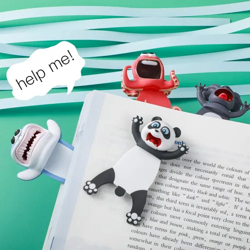 Vista 4 de Zonon 6 piezas de marcadores de animales 3D divertidos para niños, conjunto de marcadores de animales de dibujos animados locos, geniales y lindos