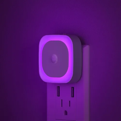 Vista 13 de YUNLEX Paquete de 2 luces nocturnas enchufables con sensor de movimiento y sensor de atardecer a amanecer, 3 modos de sensor, luces nocturnas azules