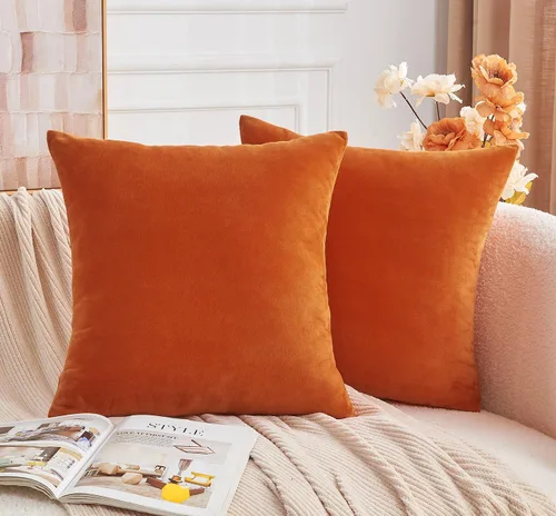 Vista 24 de Juego de 2 fundas de almohada decorativas de terciopelo de 16 x 16 pulgadas, fundas de almohada negras suaves para sofá, cama, sala de estar