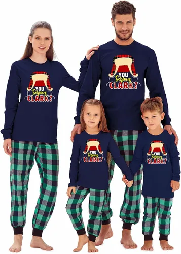 Vista 12 de Camiseta familiar de manga larga con texto en inglés "You Serious Clark Christmas" Top - Athletic Heather