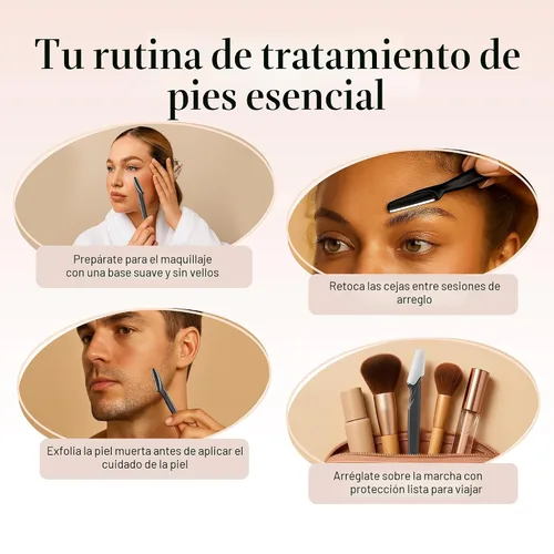 Vista 6 de Kitsch Dermaplane - Maquinilla de afeitar facial para mujeres y hombres, maquinillas de afeitar para cejas y afeitadora facial - Maquinilla de Negro