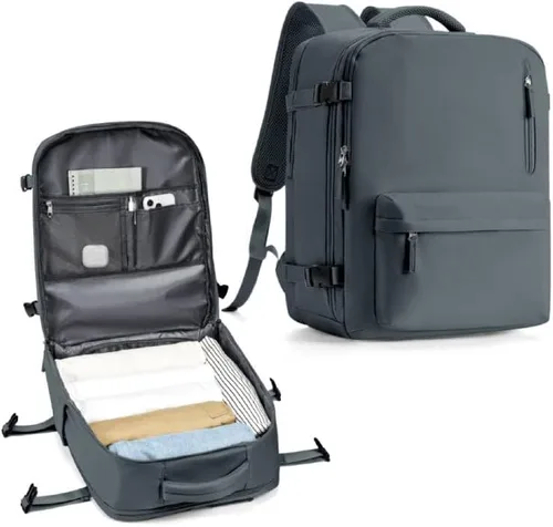 Vista 41 de WONHOX - Mochila grande, aprobada para vuelo, unisex, para viajes, trabajo, negocios o laptop, a1-Negro, Medium