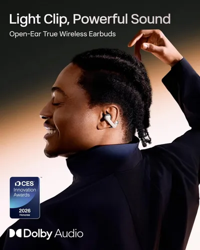 Vista 2 de SHOKZ OpenDots ONE - Auriculares de oído abierto, auriculares clip-on - Auriculares inalámbricos Bluetooth con micrófono - Seguros, ligeros, cómodos
