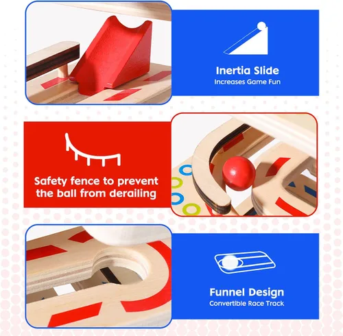 Vista 2 de Montessori - Juguete de bola de madera para niños pequeños, juguete educativo de madera para carreras de pistas de carreras, juguetes sensoriales