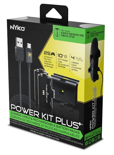 Vista 10 de Nyko Xbox Power Kit Plus for Xbox Series XSOne - Rechargeable Battery Kit with 2 Batteries, Black Covers, 8-Foot Micro-USB Charge Cable - Ultimate