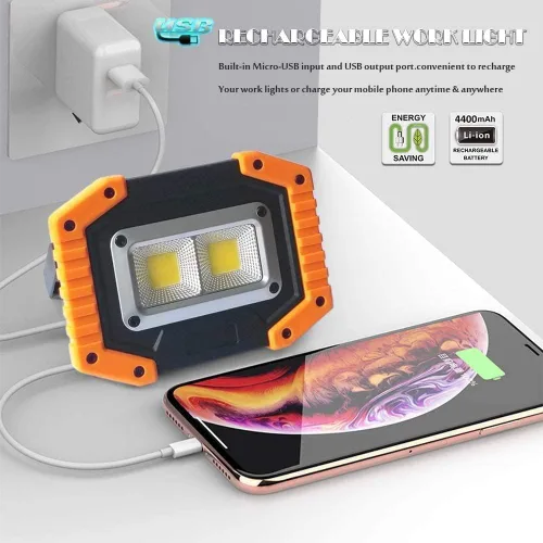 Vista 5 de OTYTY Luz de Trabajo LED Recargable, 30W 1500LM Luces de Inundación Portátiles Alimentadas por Batería con Base Magnética, Batería de 4200mAh
