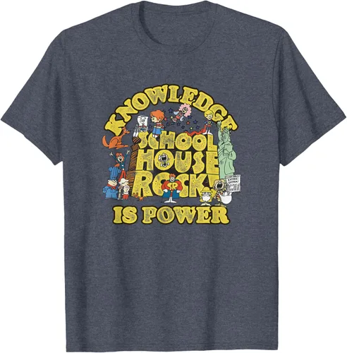 Vista 27 de Camiseta vintage con logo de Schoolhouse Rock "Knowledge is Power" de la serie de TV Azul Marino
