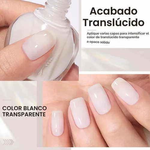 Vista 5 de COSMOO Esmalte de uñas Jelly White, 0.4 fl oz, esmalte de uñas transparente blanco transparente de secado rápido para esmalte de uñas, 0.41 onzas