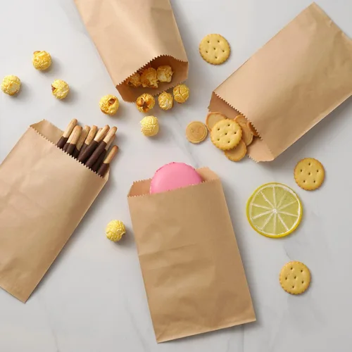 Vista 5 de Tendwarm 100 bolsas de papel kraft de tamaño pequeño de 3 x 5 pulgadas, tamaño pequeño, color marrón, bolsa de regalo plana para fiestas, bodas