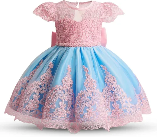 Vista 8 de TTYAOVO Vestido de flores para bebé, cumpleaños, princesa, fiesta, trajes de encaje 06 Borgoña-c