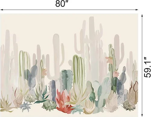Vista 7 de Manicer Tapiz de cactus, coloridas plantas y hierbas, tapiz botánico para colgar en la pared, tapiz de paisajes naturales, tapiz con impresión