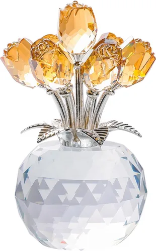 Vista 11 de Movdyka Figura de cristal de rosa negra con jarrón, ramo de flores, regalos para esposa, novia, mujer, rosas negras falsas, decoración gótica