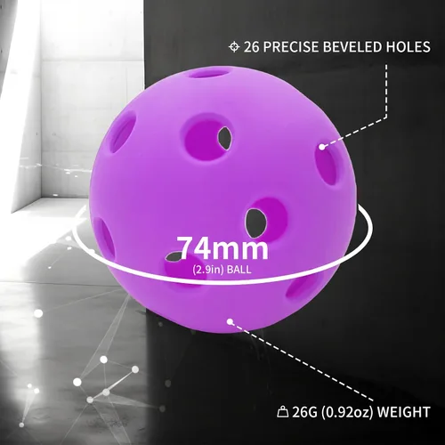 Vista 7 de Pelotas de pickleball para interiores, 26 agujeros, aprobadas por USAPA, paquete de 4 bolas de pepinillo de alto rebote, regalos de pickleball