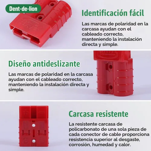 Vista 6 de Conector de batería de 600 V, 50 A, 50 amperios, conexión rápida, enchufe para automóvil, furgoneta, motocicleta (rojo)