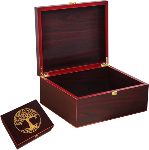 Vista 8 de Tree of Life - Caja de recuerdos de madera, cajas decorativas de madera con tapas/cajas de recuerdo con tapas, cajas de almacenamiento decorativas