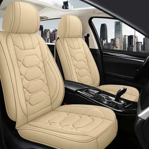 Vista 8 de Pariitadin Fundas de Cuero para Asientos de Automóvil Par Delantero, Impermeables, Transpirables, de Piel Sintética, Fundas de Asiento para B-Negro