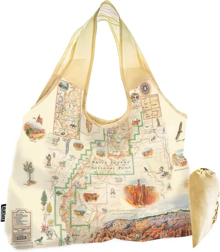 Vista 11 de Xplorer Maps Bolsa con asas – Bolsa de compras reutilizable para comestibles, plegable y lavable de nailon, resistente y compacta