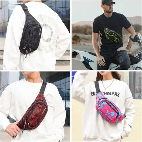Vista 5 de NSYOOMH Bolsas de Cintura Grandes para Mujeres y Hombres, 5 Bolsillos con Cremallera Bolsas de Cintura Resistente al Agua, Prácticas para Correr al