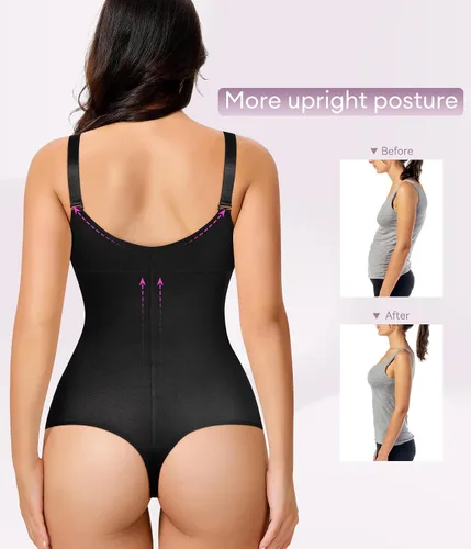 Vista 4 de YERKOAD Fajas moldeadoras de látex para mujer, moldeador de cintura de cuerpo completo, fajas colombianas con cremallera y corsé de busto abierto