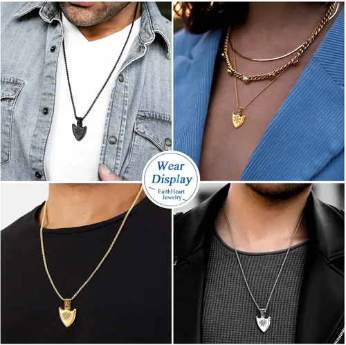 Vista 6 de FaithHeart - Collar de runa vikinga nórdica con cadenas ajustables de cueroacero inoxidable trenzadas para hombres y mujeres, regalo de joyería
