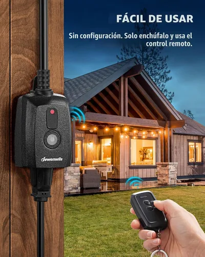 Vista 3 de DEWENWILS Toma de control remoto para exteriores para decoración navideña, interruptor de control remoto inalámbrico de 125 V 15 A, 1 control