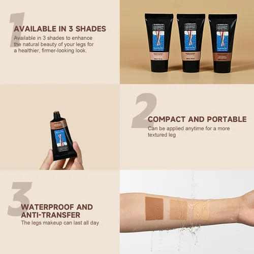 Vista 5 de Maquillaje de piernas impermeable sin transferencia, maquillaje para cubrir venas de piernas, loción de maquillaje corrector corporal de larga