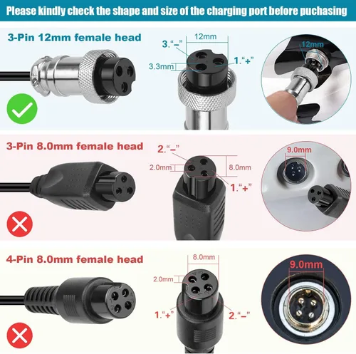 Vista 3 de Adaptador de CA de 24V 2A compatible con Razor Dirt Quad Scooter eléctrico Cable cargador de fuente de alimentación