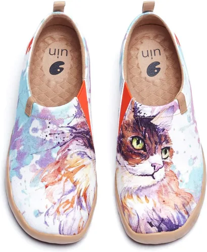 Vista 57 de UIN Mocasines casuales para mujer, de viaje, pintados, para caminar, ligeros, cómodos, de lona, tenis de moda
