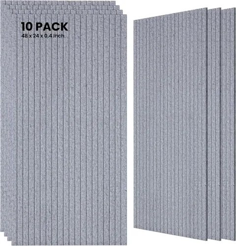 Vista 9 de TO-TH Juego de 4 paneles de pared insonorizados de 47.2 x 23.6 pulgadas con aspecto de madera, absorben el sonido, paneles acústicos grandes