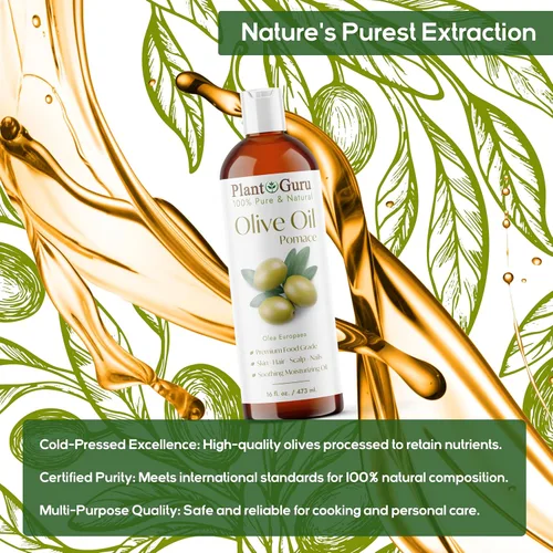Vista 3 de Plant Guru Aceite de oliva Pomace de 2 onzas líquidas. Hidratante portador natural 100% puro para el crecimiento de la piel, el cuerpo, la cara