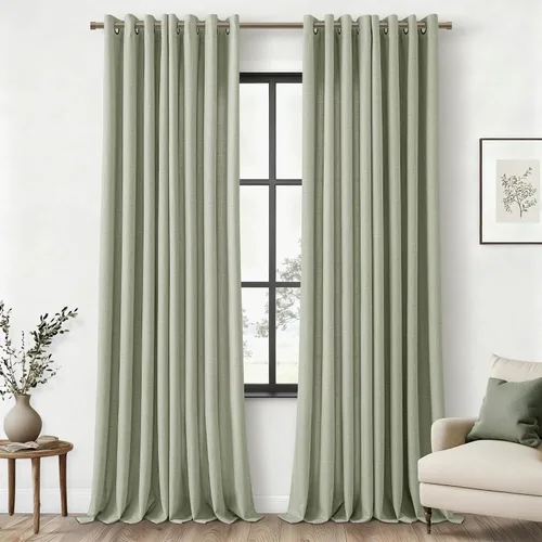 Vista 36 de Cortinas de avena con ojales DUKIYO de 96 pulgadas de largo para sala de estar, comedor, juego de 2 paneles, cortinas de arena y beige