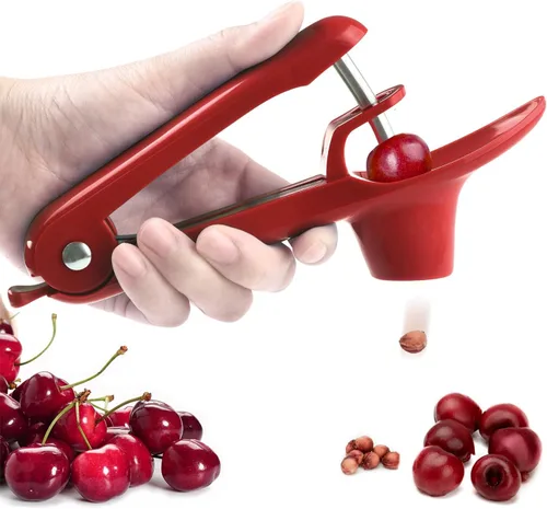 Vista 8 de Cherry Pitter, Brighoot - Herramienta de acero inoxidable para descorazonador de cerezas con diseño de cerradura para hacer mermelada de cereza