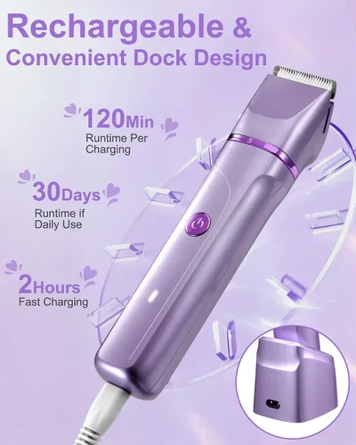 Vista 4 de Painless Pubic Hair Trimmer for Women Bikini Arms Legs Underarms Lady Shaver for Womens