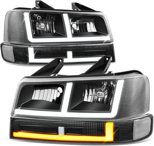 Vista 10 de Faros y luces de parachoques Auto Dynasty compatibles con 03-24 Chevy Express GMC Savana 1500-4500, con luces DRL E-LED de Switchback, lado