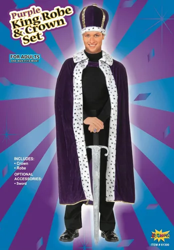 Vista 7 de Rubies Conjunto de bata y corona King para hombre, talla única